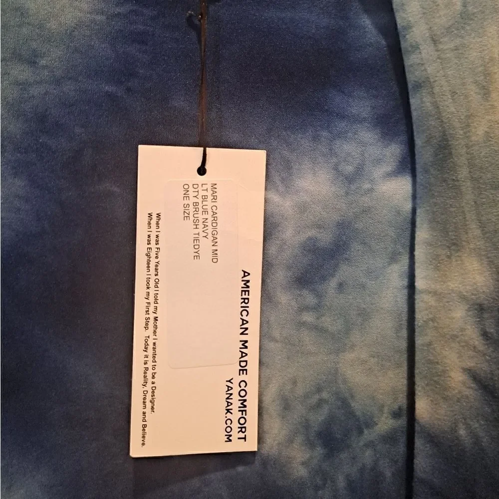 Yana K Open Rayon Blend Mari Cardigan Blue Tie Die